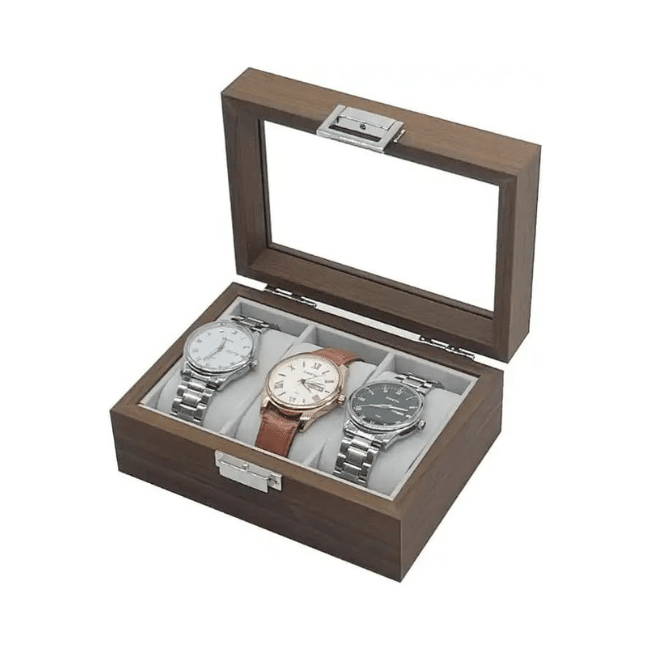 Watches Organizer Box With 3 Sections Glass Cover (16.5*12*7.5cm)