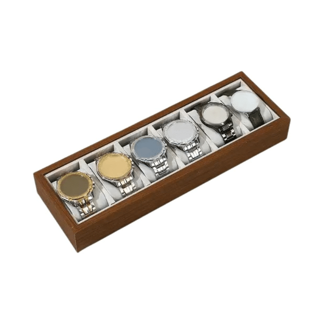 High Quality Bamboo Wooden Organizer Box for Jewelry Watches Organization -6 Sections-(33cm*11cm)-suitable for Dressing Room